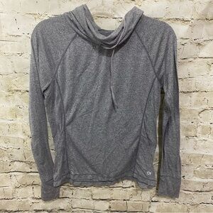 Gap Fit Gray Long Sleeve Cowl Neck Thin Knit Top